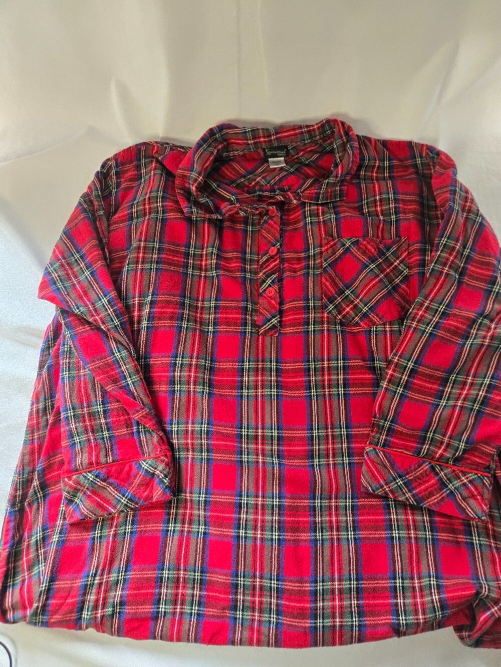 The Pajama Gram Company Red Tartan Peter Pan Flannel Pajama Nightgown 3X
